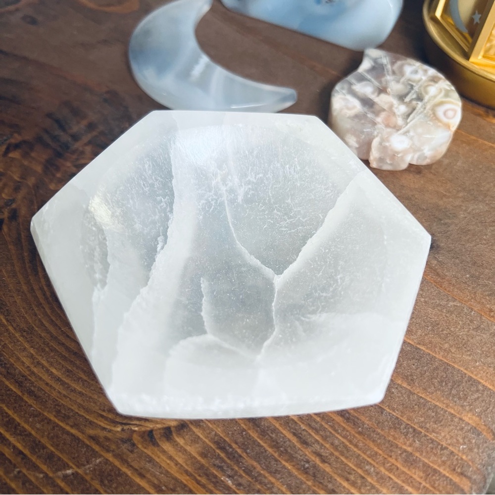 Hexagonal Selenite Charger Bowl